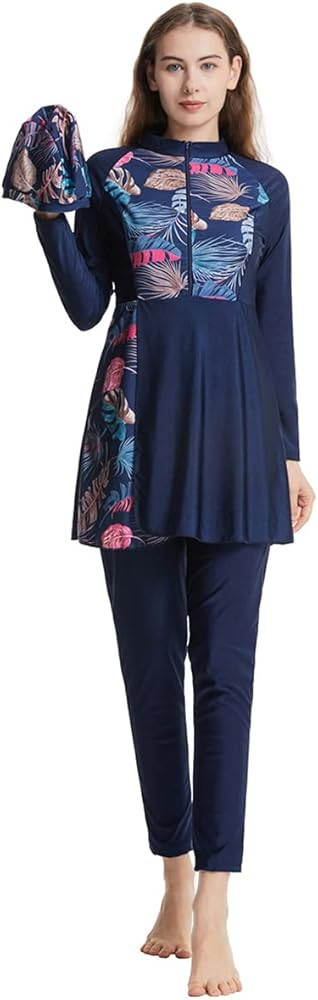 Womens Burkini Swimsuits Muslim Modest Swimwear Islamic Full Body Swimming Top Pants Hijab Long S... | Amazon (US)