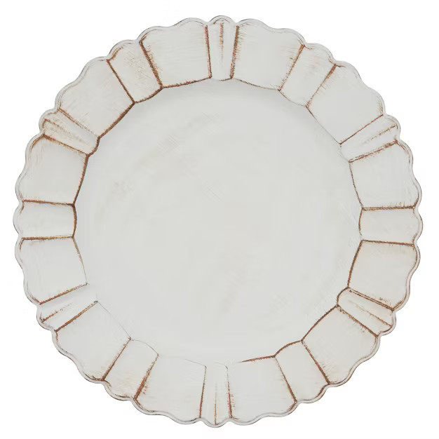 Saro Lifestyle Scalloped Ruffled Charger, 13" Ø Round, Ivory (Set of 4) | Target