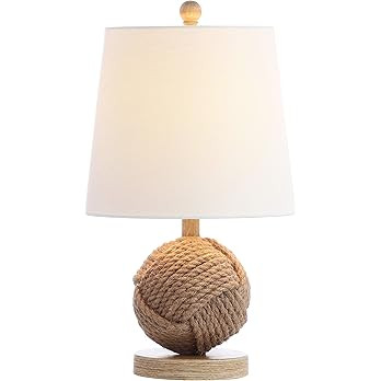JONATHAN Y 18" Natural Monkey Fist Rope Ball LED Table Lamp, Coastal Nautical Iron and Rope Accen... | Amazon (US)