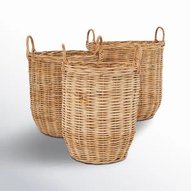 3 Piece Woven Rattan Storage Baskets Set | Wayfair North America