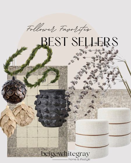 This weeks best sellers!! My LOLOI rugs are always a favorite week after week!! My target ottomans are also a favorite!! The droopy pinecone stems were loved by you and on sale!! The Kirklands ornaments are also on sale and my Christmas garland was also super popular with you. Beigewhitegray 

#LTKsalealert #LTKhome #LTKHoliday