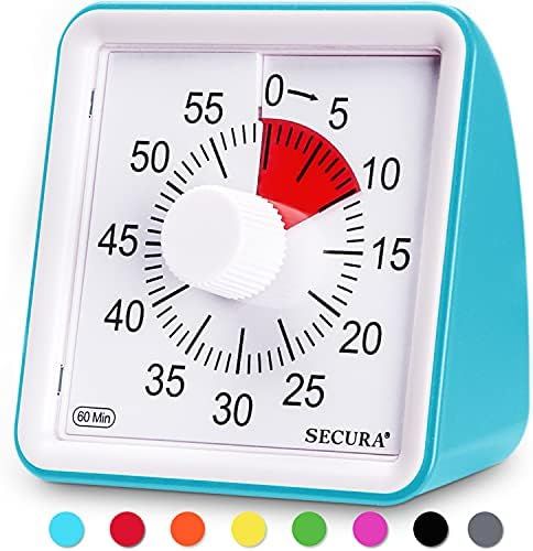 Secura 60-Minute Visual Timer, Classroom Countdown Clock, Silent Timer for Kids and Adults, Time ... | Amazon (US)