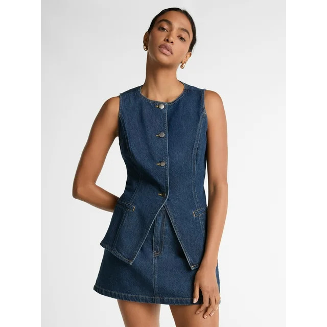 Scoop Women’s Denim Vest and Mini Skirt Set, 2-Piece, Sizes XS-XXL | Walmart (US)