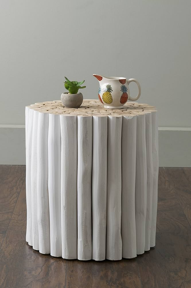 East at Main Prelude Teak Branch Side Table (White, Small) | Amazon (US)