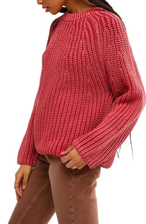 Free People Take Me Home Cotton Sweater in Cherry at Nordstrom, Size Small | Nordstrom