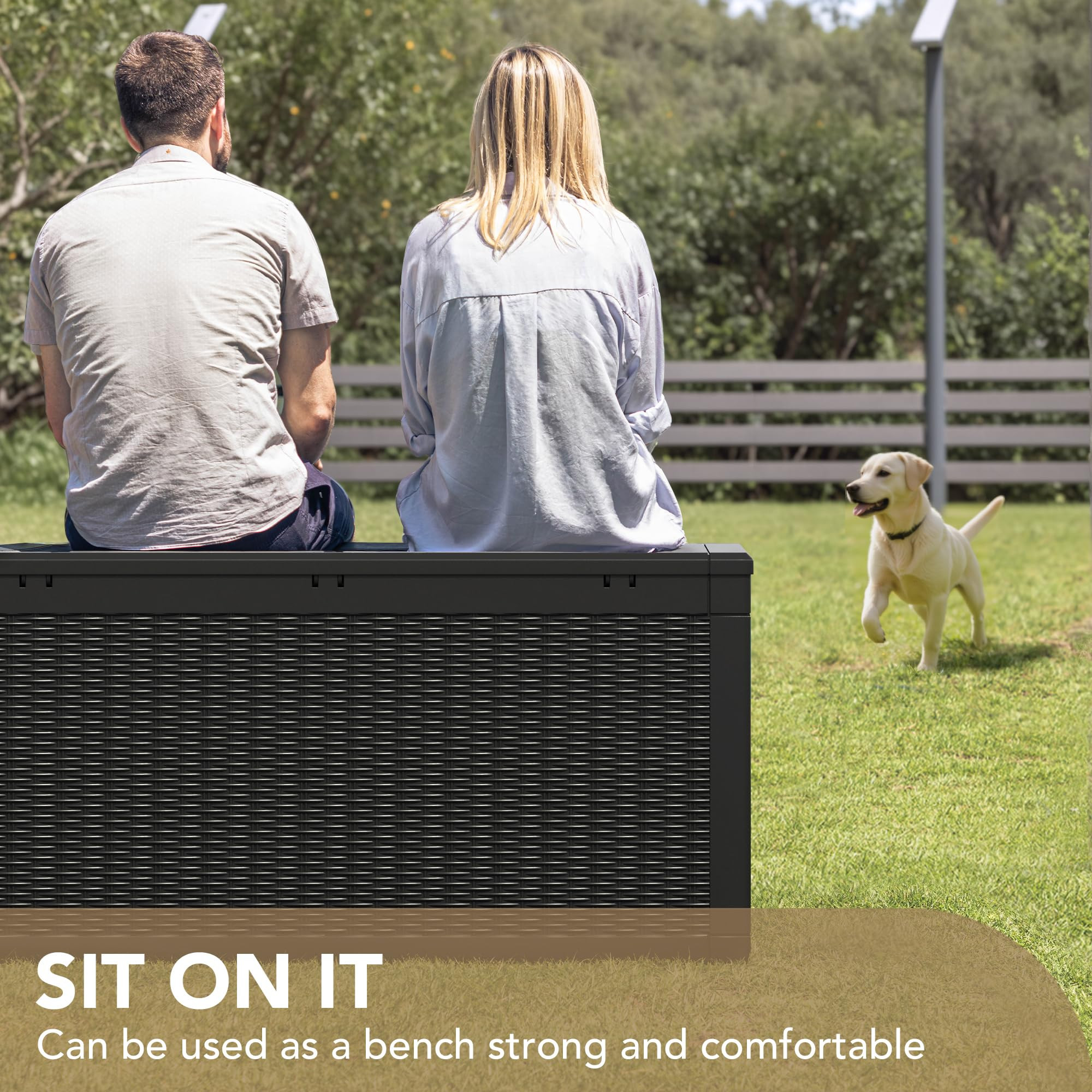 Devoko 100 Gallon Waterproof Large Resin Deck Box Indoor Outdoor Lockable Storage Container for Patio Furniture Cushions Garden Tools (100 Gallon, Black) | Amazon (US)