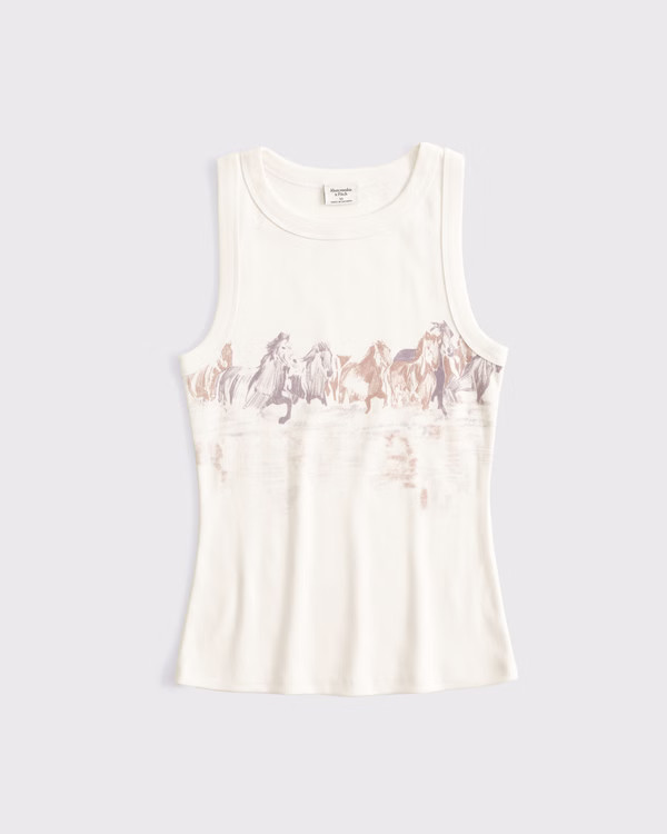 Women's Horse Graphic High-Neck Tank | Women's Tops | Abercrombie.com | Abercrombie & Fitch (US)
