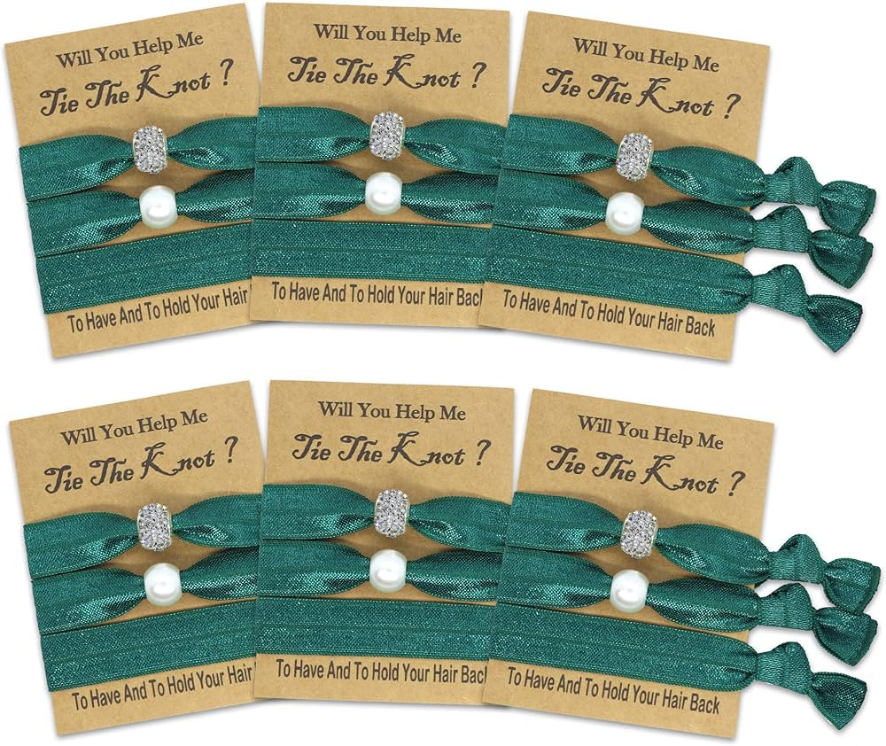 Bridesmaid Proposal Hair Ties, Bachelorette Party Favors for Bridal Shower and Wedding (Emerald),... | Amazon (US)