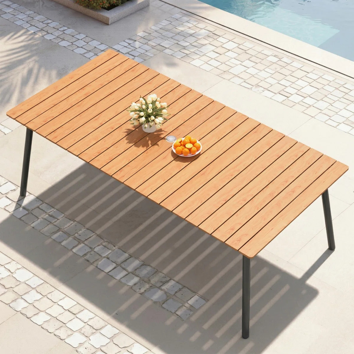 Patio Dining Table With Umbrella Hole and Aluminum Frame | Wayfair North America