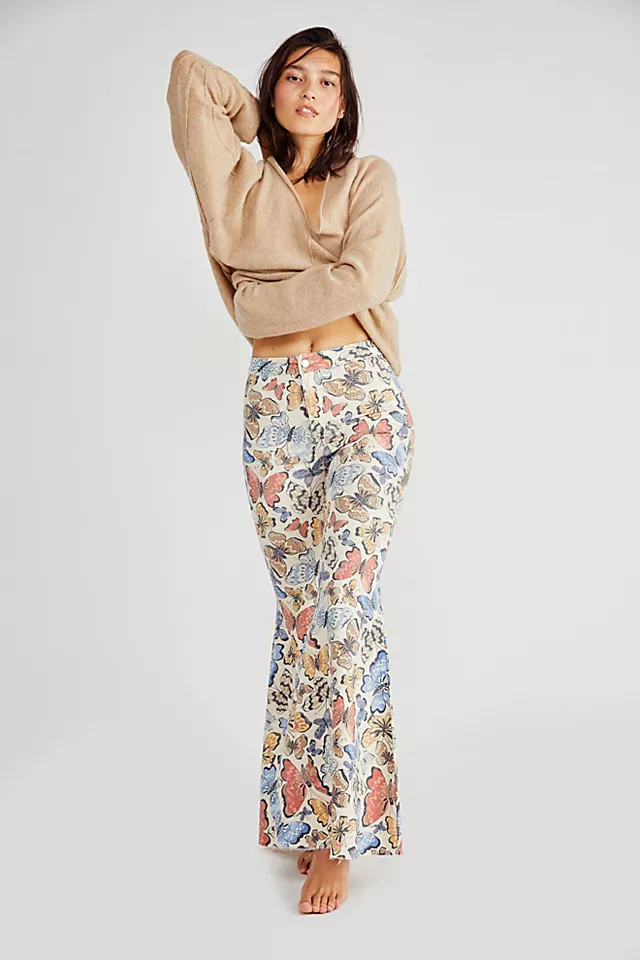 Just Float On Printed Flare Jeans | Free People (Global - UK&FR Excluded)