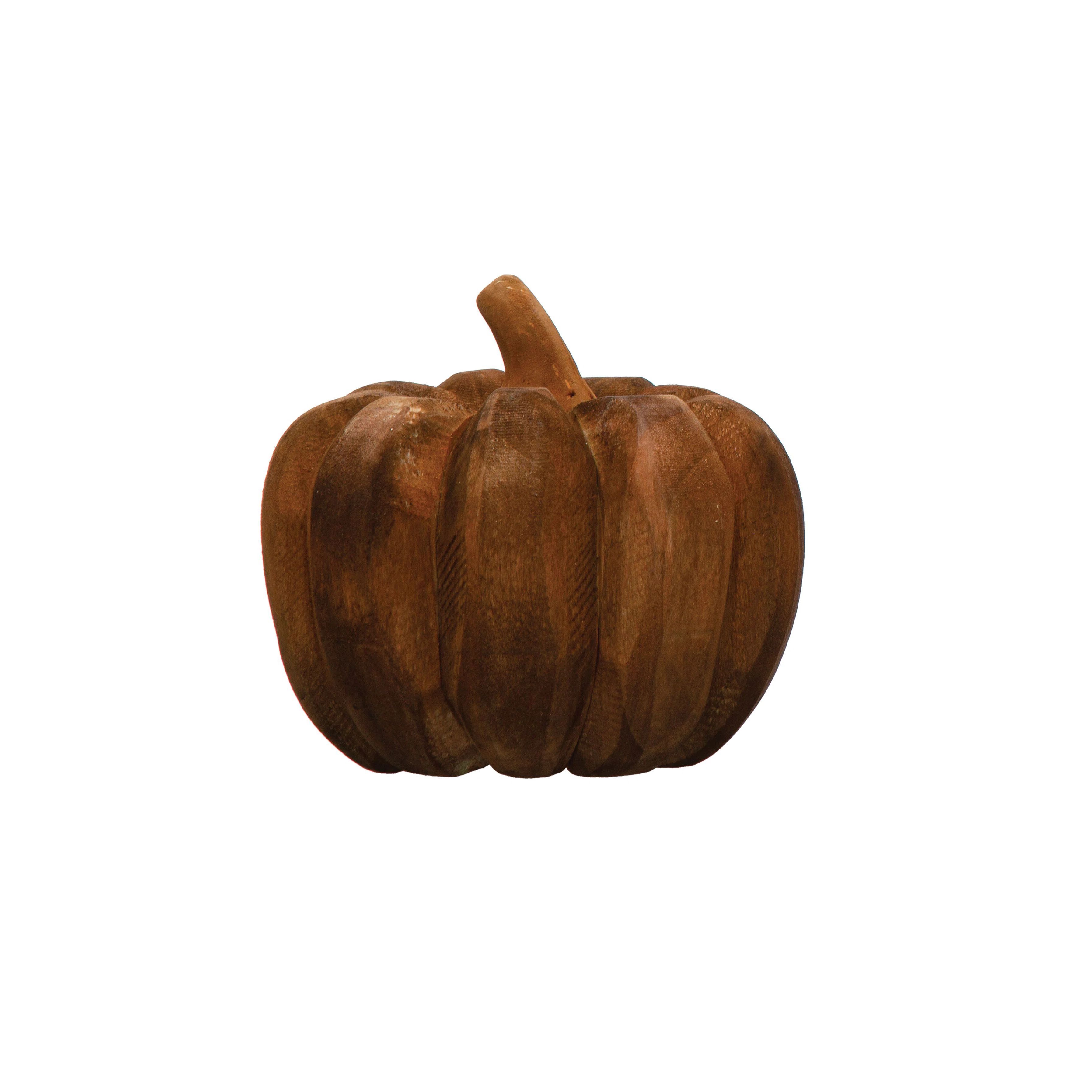 The Holiday Aisle® Hand-Carved Poplar Wood Pumpkin Figurine | Wayfair | Wayfair North America