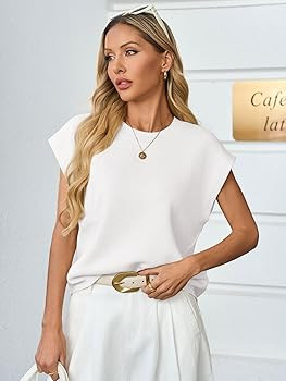 GREAIDEA Womens Sleeveless Sweater Vest Crewneck Cap Sleeve Knit Tops Trendy 2026 Summer Spring B... | Amazon (US)