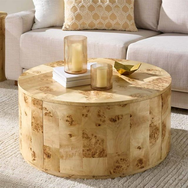 Better Homes & Gardens Burlwood Round Coffee Table, Light Burl Wood Veneer - Walmart.com | Walmart (US)