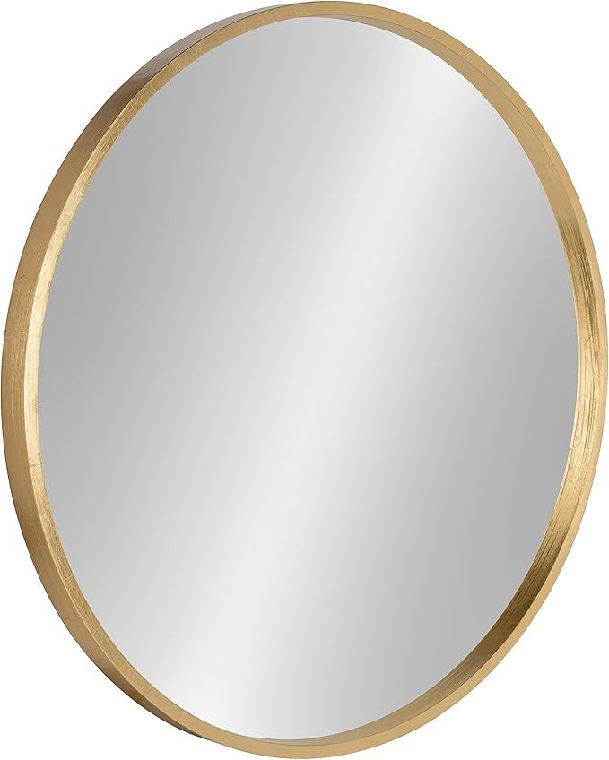 Kate and Laurel Travis Round Wood Wall Mirror, 25.6" Diameter, Gold, Modern Glam Wall Décor Acce... | Amazon (US)