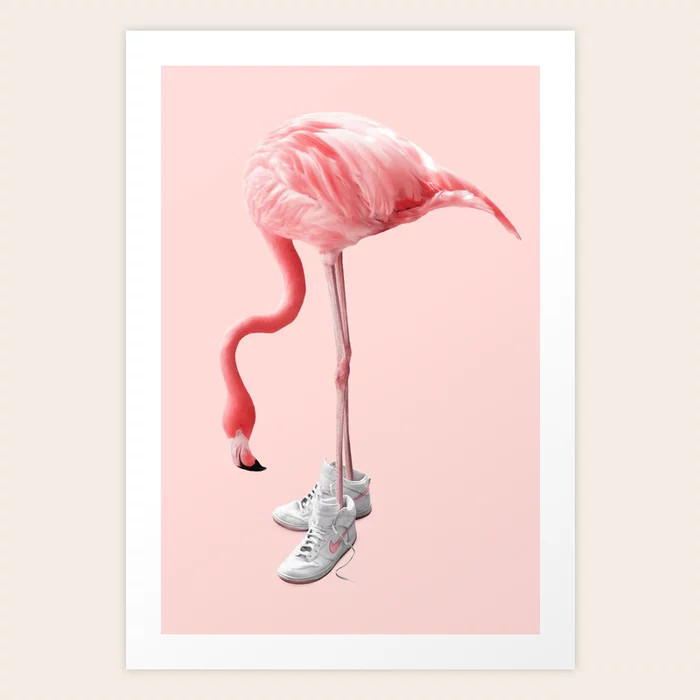 SNEAKER FLAMINGO Art Print | Society6