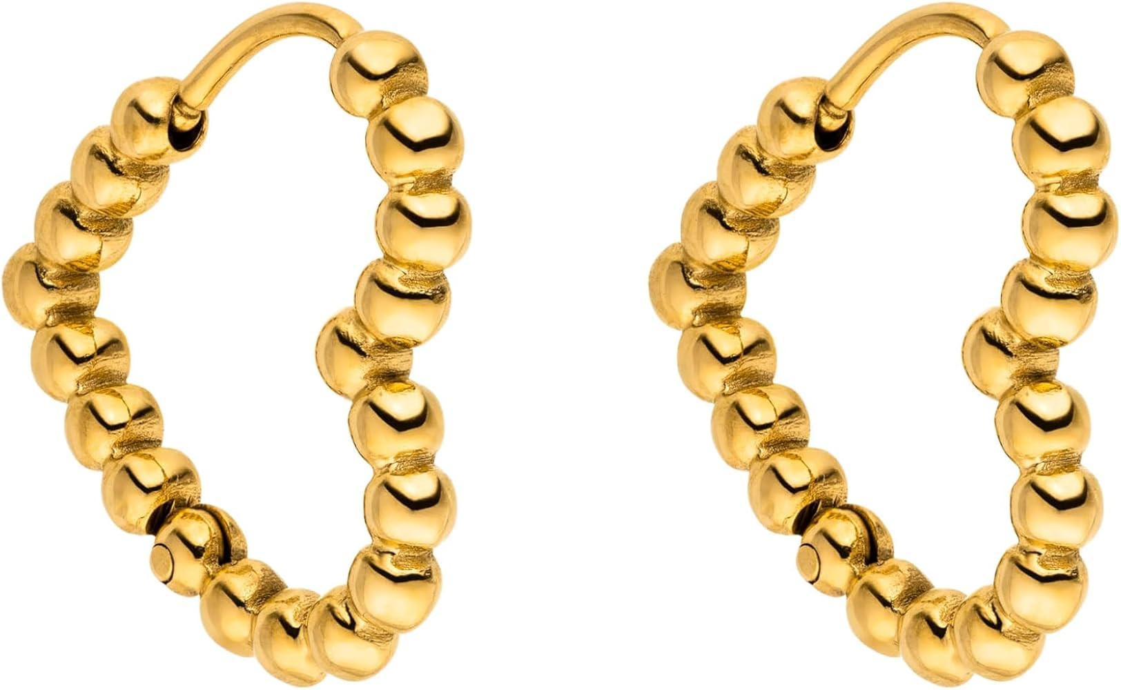Purelei Bubble Heart Hoop Earrings - Waterproof | Heart Shaped Hoop Earrings with Ball Structure Made of Stainless Steel | 14K Gold Plating, Silver & 18K Rose Gold Plating | Playful Statement Earrings : Amazon.de: Fashion | Amazon (DE)