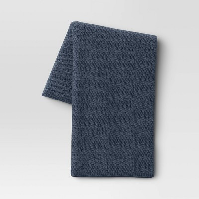 Oversized Recycled Knit Throw Blanket Blue - Threshold™: Midweight, Machine Washable, Cozy Home Accessory | Target