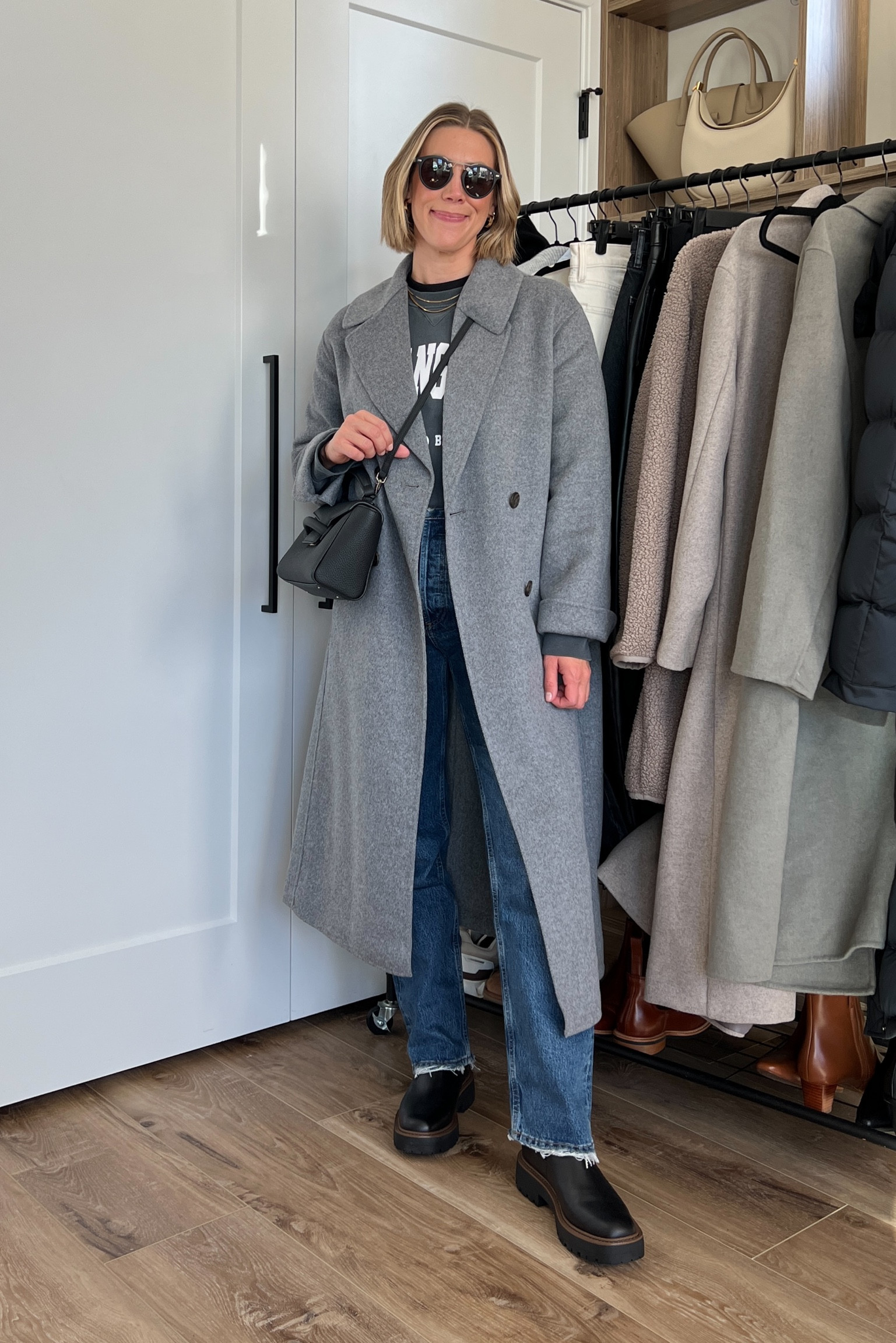 Wearing large sweatshirt (sized up), small ribbed long sleeve, 25 jeans (sized down), small coat, boots tts 

#LTKfindsunder100 #LTKsalealert #LTKfindsunder50