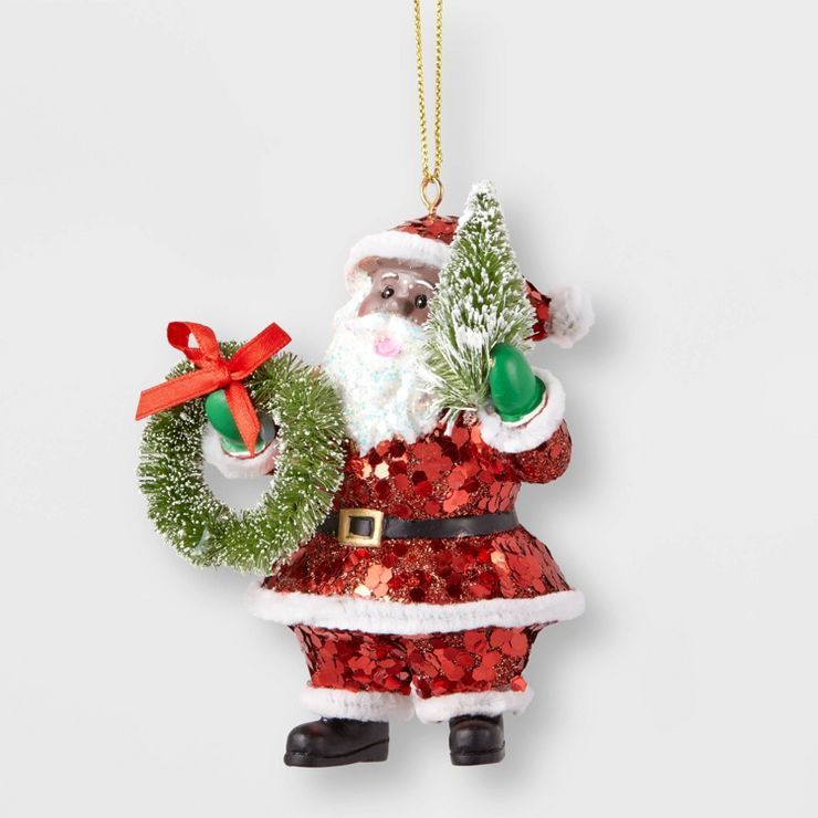 Sparkling Santa with Tree & Wreath Christmas Tree Ornament - Wondershop™ | Target
