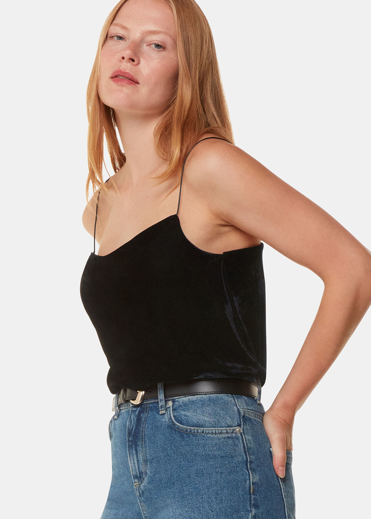 Black Velvet Cowl Neck Cami Top | WHISTLES | Whistles UK | | Whistles