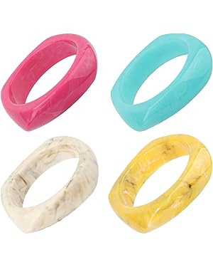 4pcs Resin Bangles, Colored Square Acrylic Resin Bangle Acrylic Bracelet Resin Irregular Bangle R... | Amazon (US)