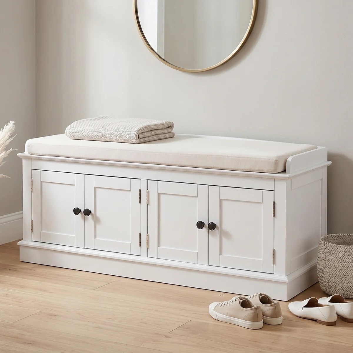 The 43” Wide Shoe Storage Bench With Cushion is a practical and stylish way to add hidden organization to an entryway while creating a comfortable spot to sit. Its generous width makes it especially useful for busy entryways, mudrooms, and bedrooms. ON SALE and under $300.

Ideas:

* entryway organization
* shoe storage bench
* home organization
* small space storage
* entryway décor

Keywords:

* shoe storage bench
* entryway bench
* storage bench
* shoe organizer
* entryway storage
* shoe cabinet
* upholstered storage bench
* cushioned bench
* mudroom furniture
* hallway furniture
* bedroom storage
* small space furniture
* home organization
* farmhouse entryway
* entryway décor

#LTKSaleAlert #LTKHome #LTKSeasonal