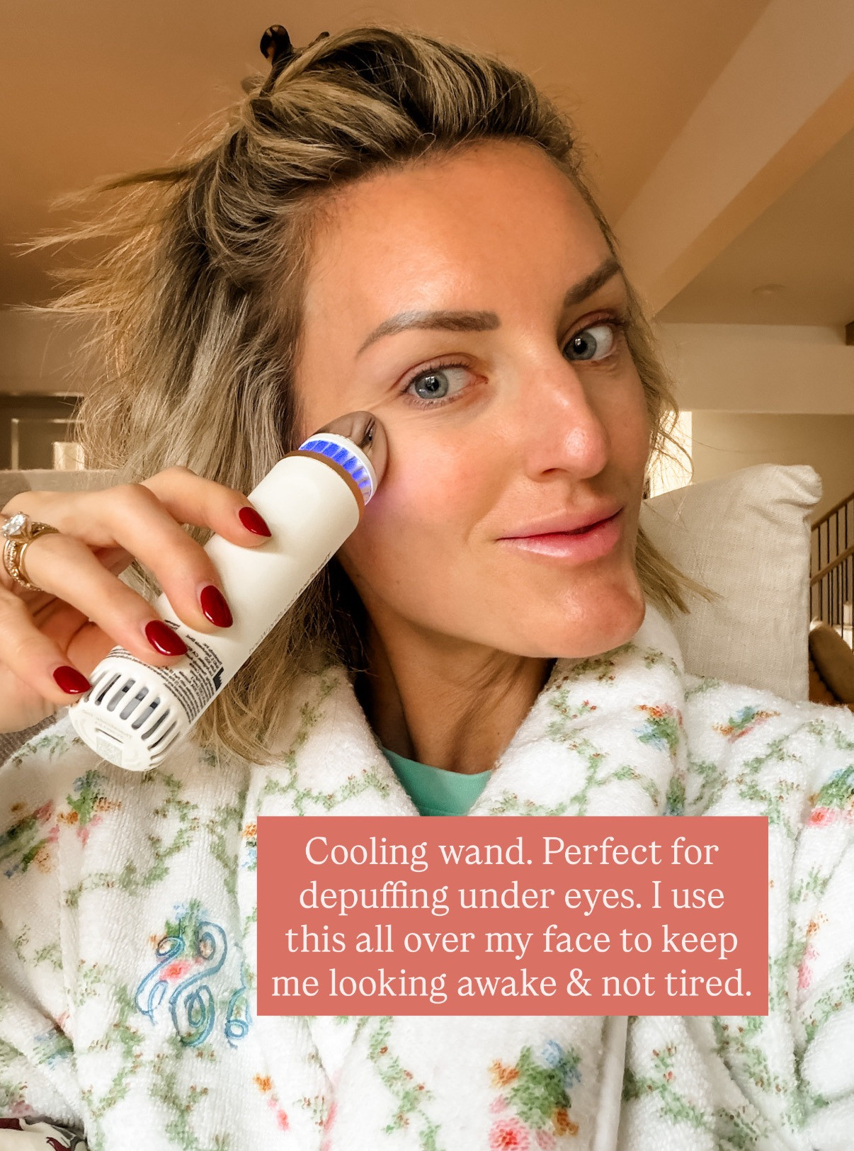 This depuffing wand works wonders under your eyes, but I even use it all over my face! This is such a great add to your morning routine to help your skin look more awake!

Loverly Grey, depuffing wand, under eyes, skincare, beauty, robe 

 #LTKselfcare #LTKBeauty