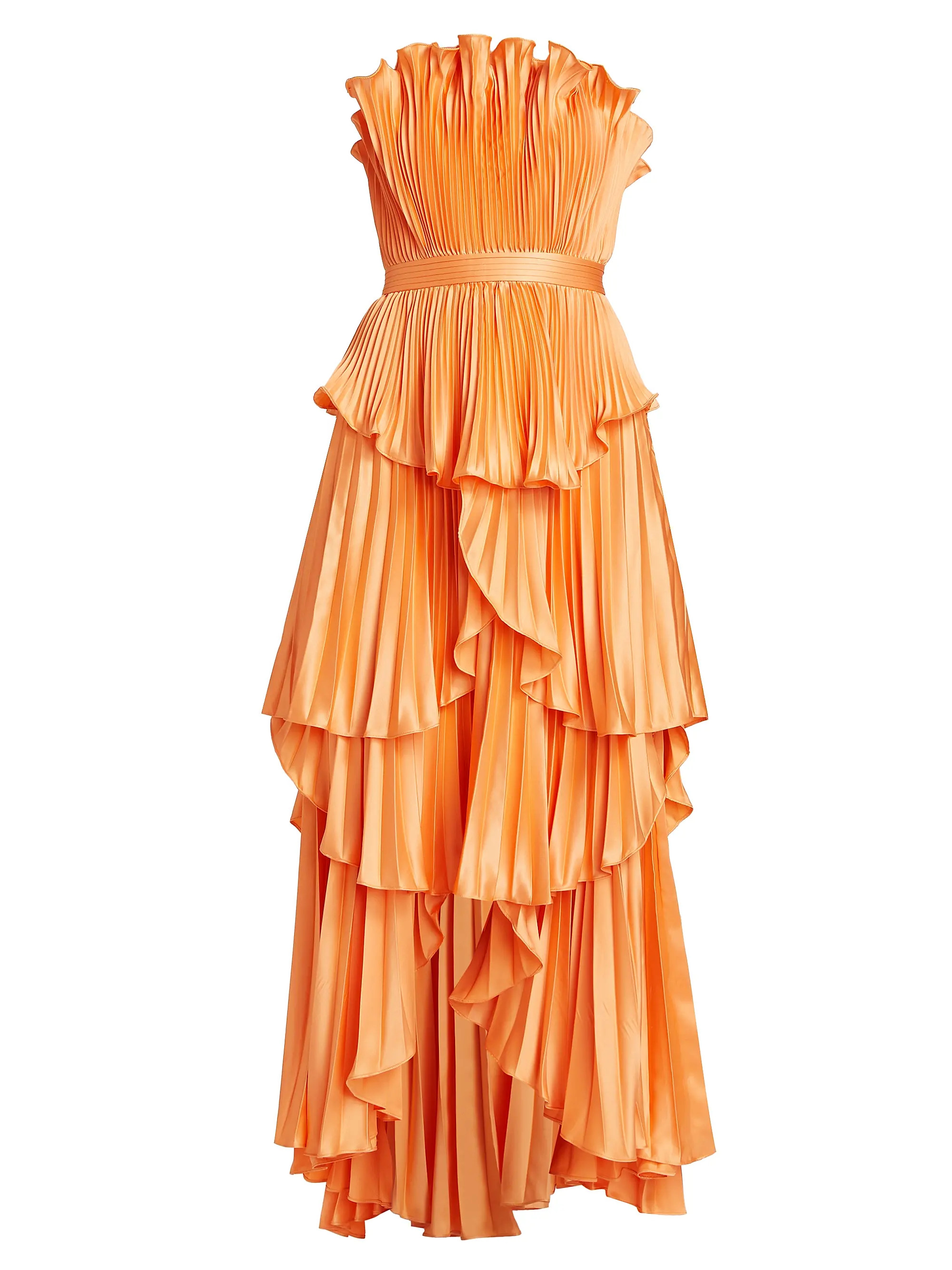 Shop Amur Janey Tiered Shell High-Low Gown | Saks Fifth Avenue | Saks Fifth Avenue