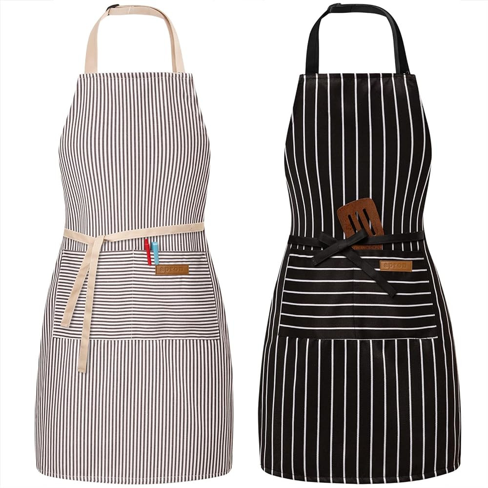 BeLuyi 2 Pack Adjustable Bib Apron with 2 Pockets Chef Cooking Kitchen Restaurant Aprons for Wome... | Amazon (US)