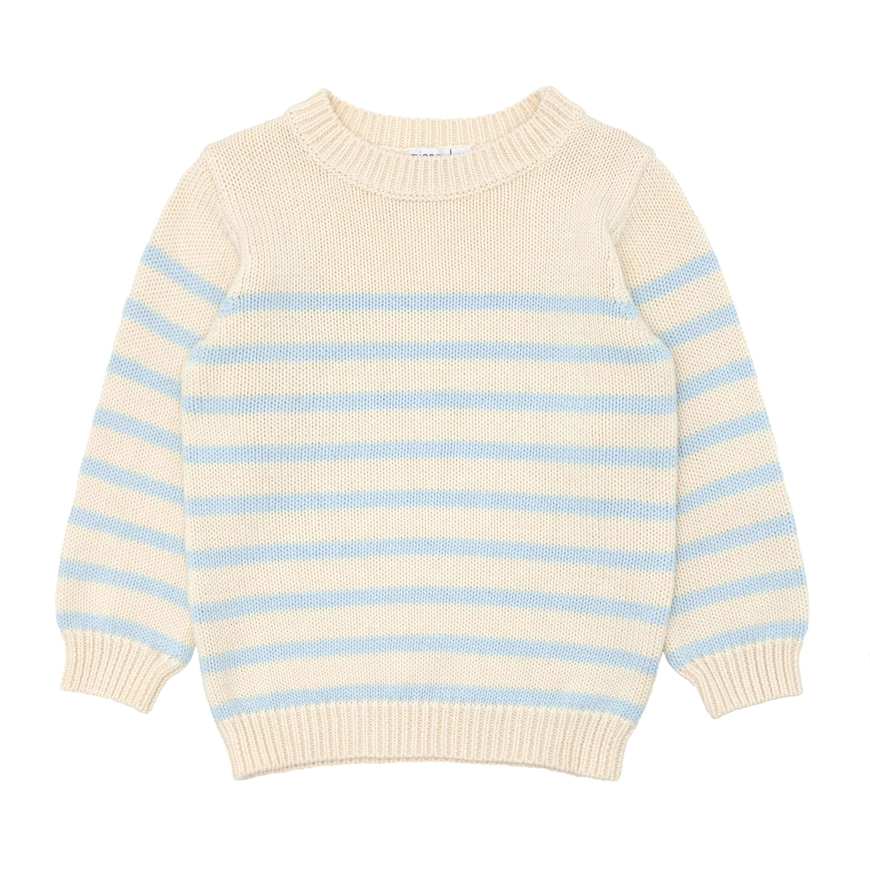 unisex cream and blue stripe knit sweater | minnow