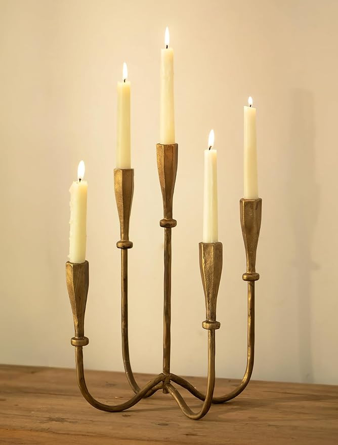 NUPTIO Iron Taper Candle Holders: Gold Tall Candelabra for Candlestick | Antique Brass Candle Sti... | Amazon (US)