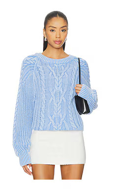 Free People Frankie Cable Sweater in Della Robbia Blue from Revolve.com | Revolve Clothing (Global)