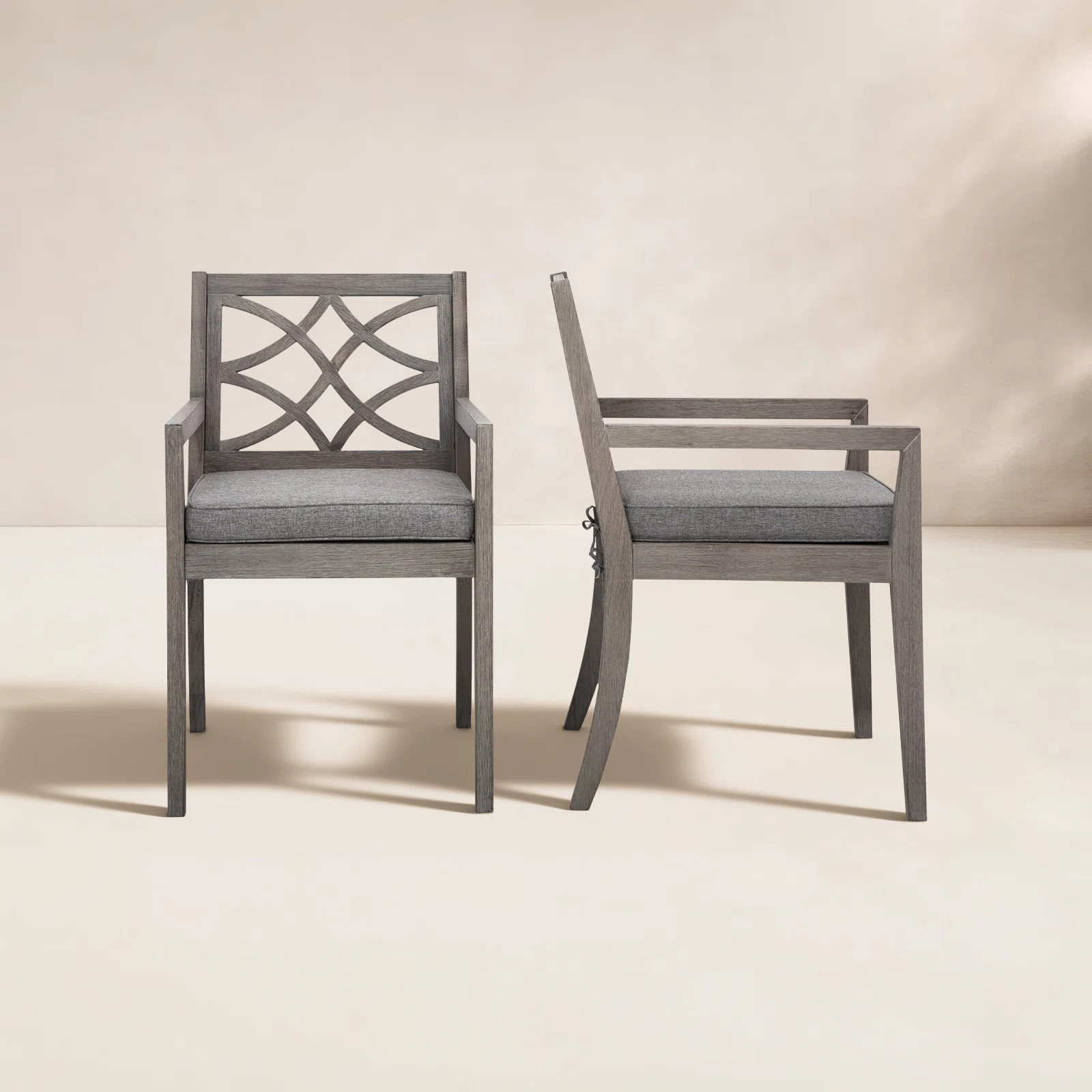 Morell Eucalyptus Patio Dining Chair with Cushion (Set of 2) | Birch Lane