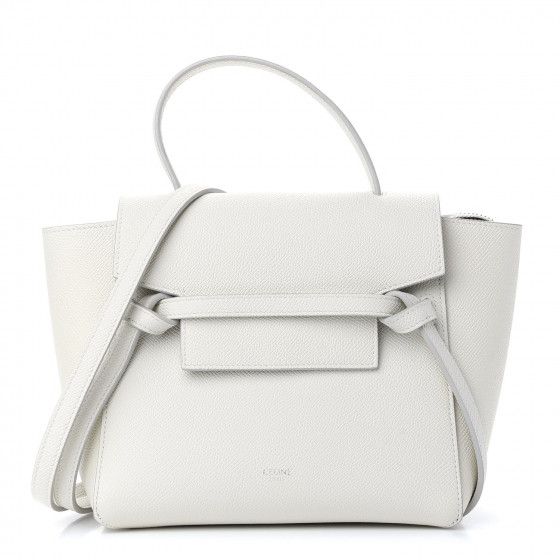 CELINE Grained Calfskin Nano Belt Bag White | Fashionphile