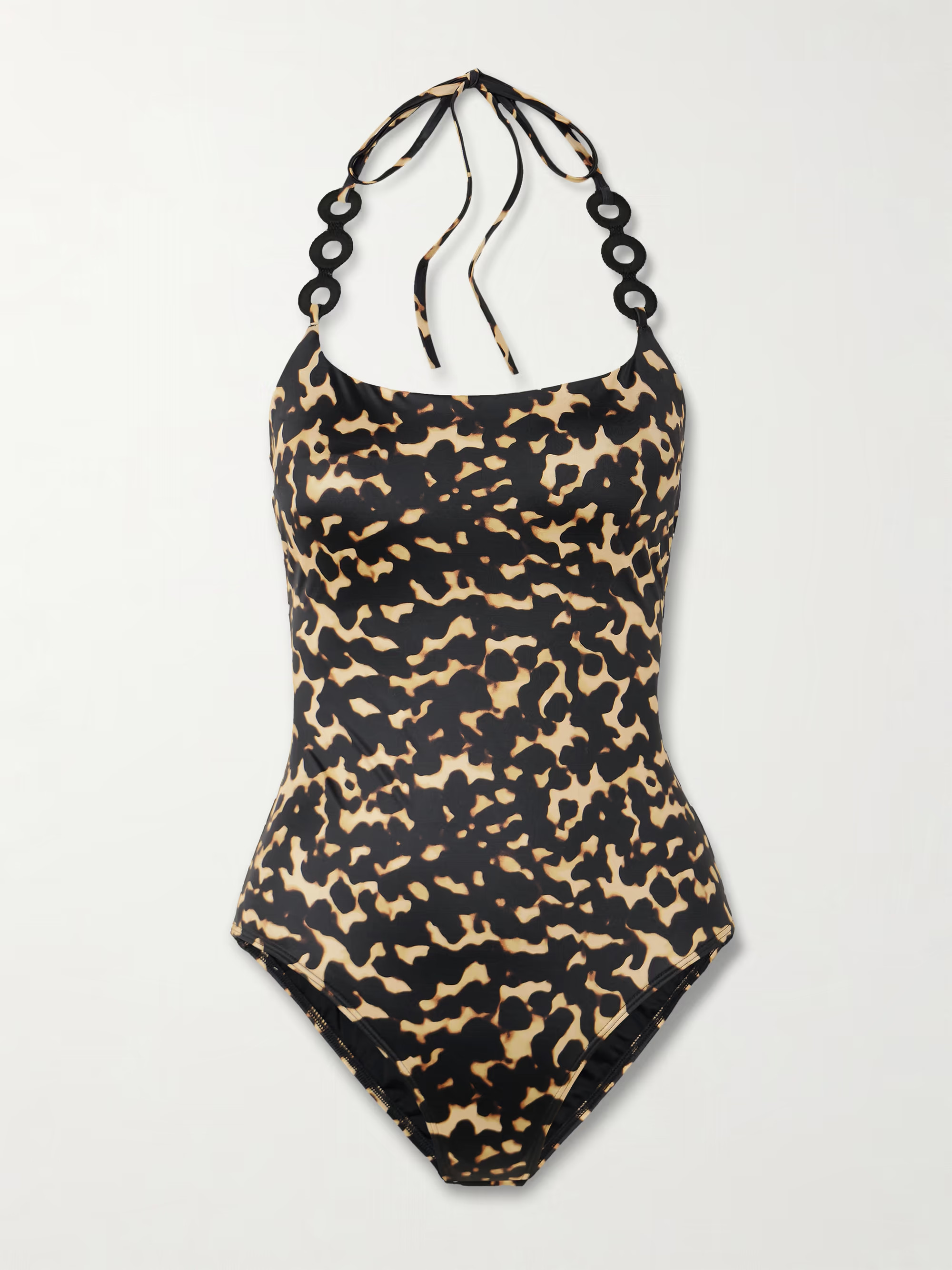 Laird embellished printed halterneck swimsuit | NET-A-PORTER (US)