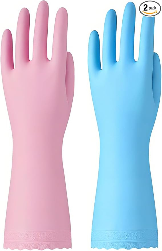 Bamllum Rubber Cleaning Gloves - 2 Pairs Latex Free Kitchen Cleaning Gloves with Cotton Liner- Ho... | Amazon (US)
