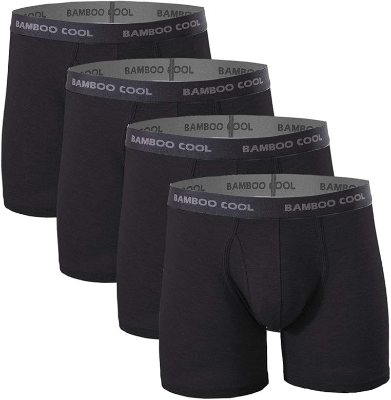 BAMBOO COOL Men’s Underwear boxer briefs Soft Comfortable Bamboo Viscose Underwear Trunks (4 or... | Amazon (US)