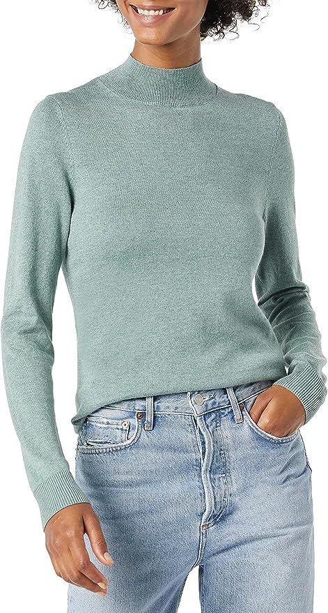 Amazon Essentials Women's Lightweight Long-Sleeve Mockneck Sweater (Available in Plus Size) | Amazon (US)