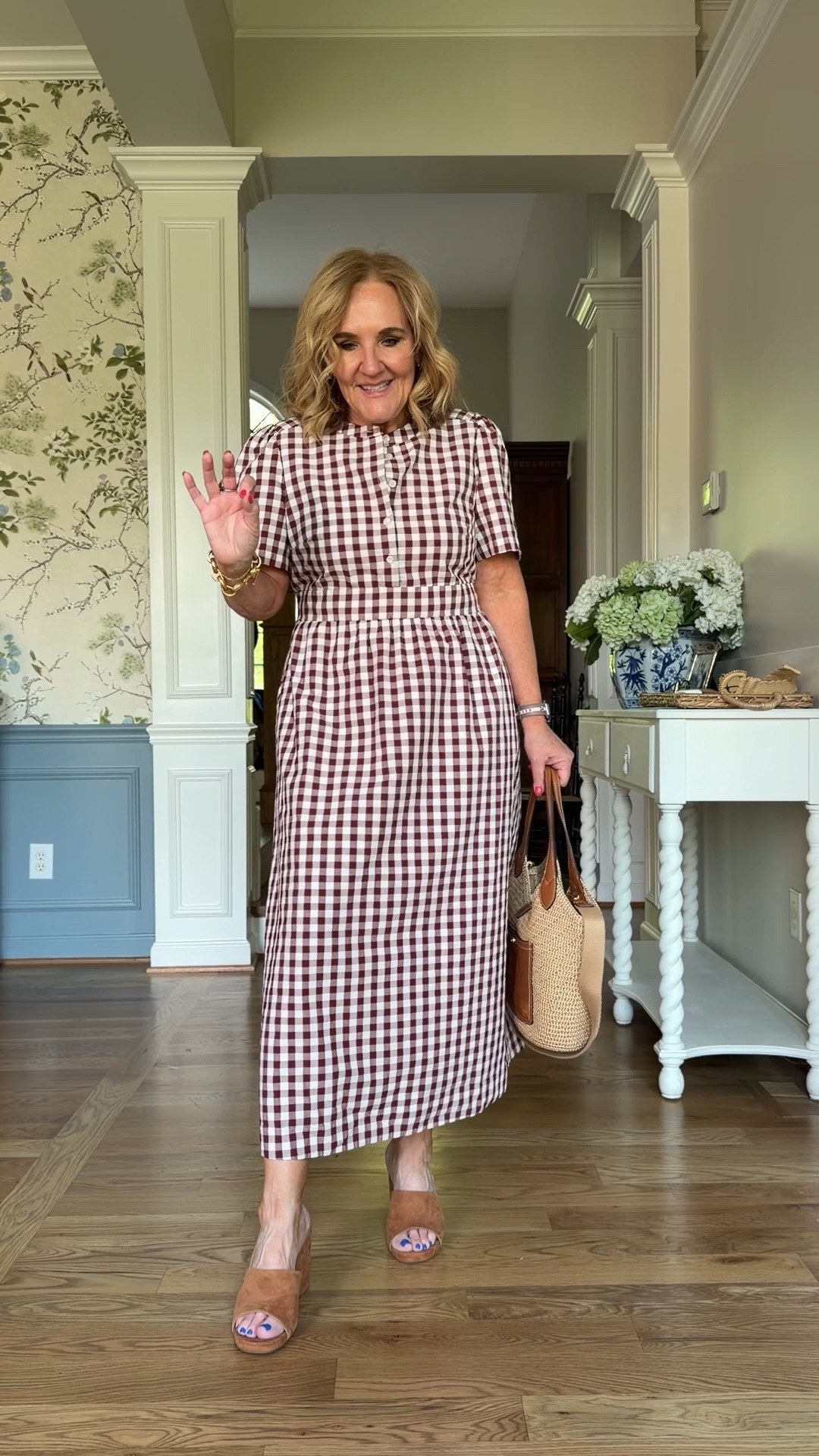 Gingham dress size 10 petite and it’s 25% off 
10% off my bag with code NANETTE
Summer dress

#LTKSaleAlert #LTKOver40 #LTKWorkwear