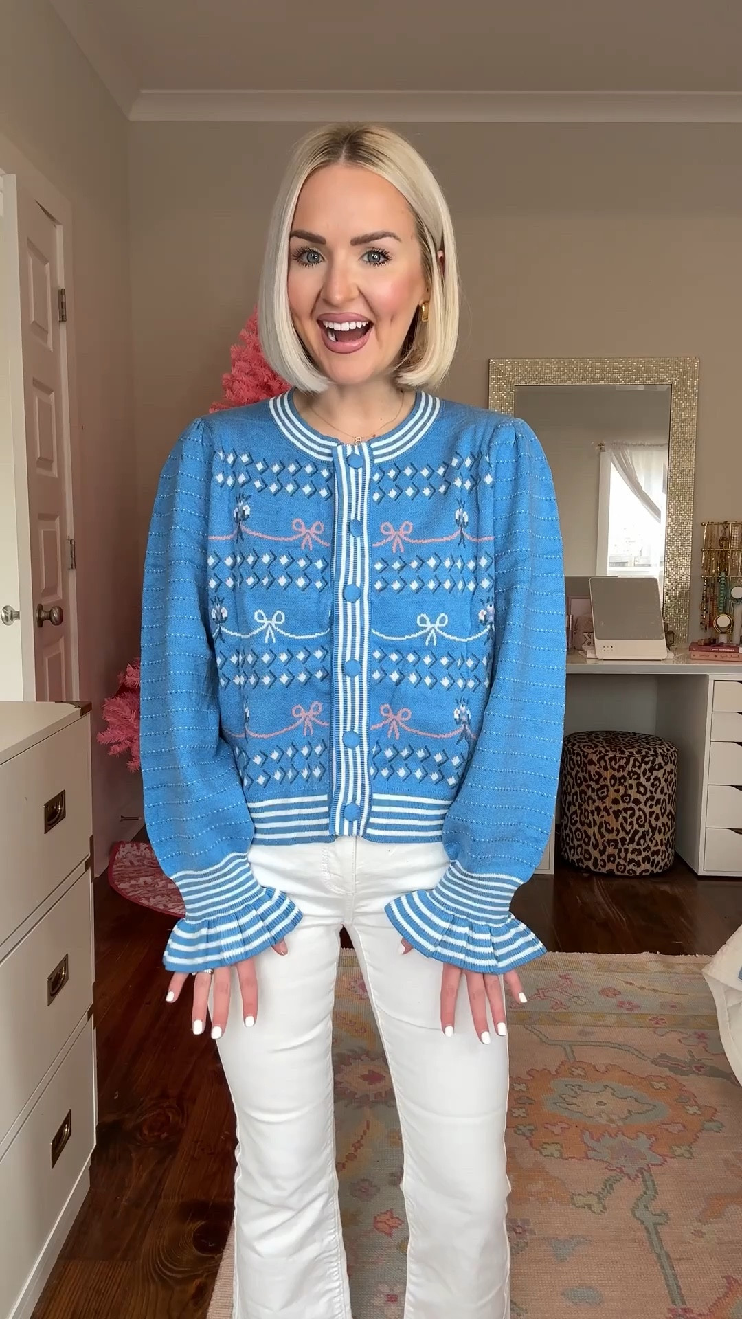 Love shack fancy inspired cardigan / amazon spring fashion / amazon bow skirt / amazon crop sweater / amazon lounge set / amazon two piece set 

SIZING:
Cardigan: Med (small was sold out but it works great)
Green sweater: Small (wish I sized up to a medium bc it runs small) 
Bow skirt: XS 
Blue set: Small (I’m 5’2 and it’s not too long) 

#LTKFindsUnder50 #LTKWatchNow #LTKPetite