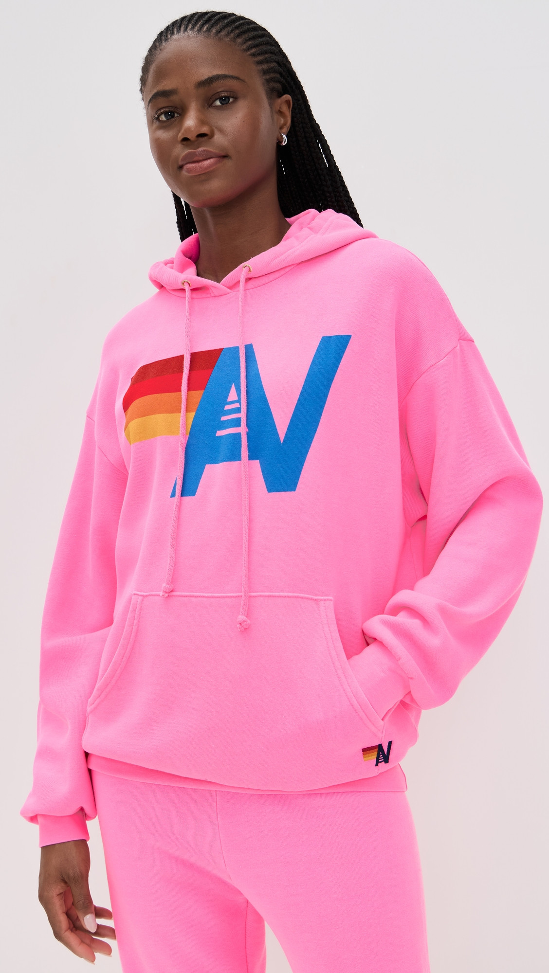 Aviator Nation Relaxed Logo Pullover Hoodie Neon Pink L | Shopbop