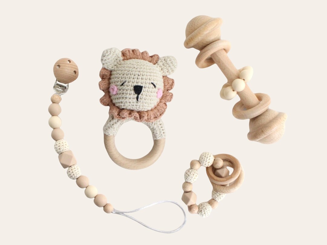 Baby Gift Set / 4 piece crochet Lion Baby Gift Set / Rattle Set / Baby Gift / Handmade / Sensory ... | Etsy (US)