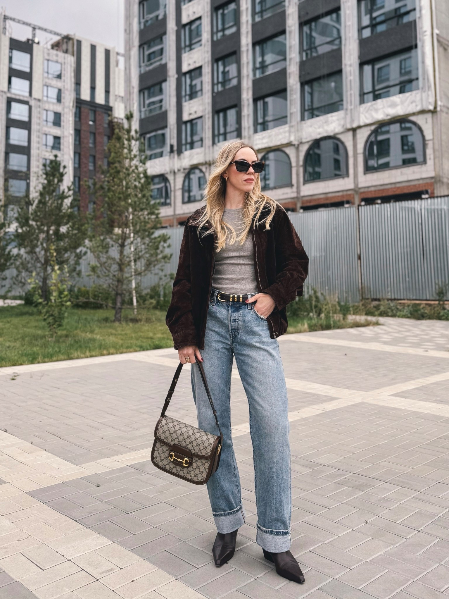 @Zara Suede bomber jacket, @Levi's cuffed baggy 90’s jeans, spring outfit, western boots, Gucci bag, style over 40

#LTKSaleAlert #LTKSeasonal #LTKOver40