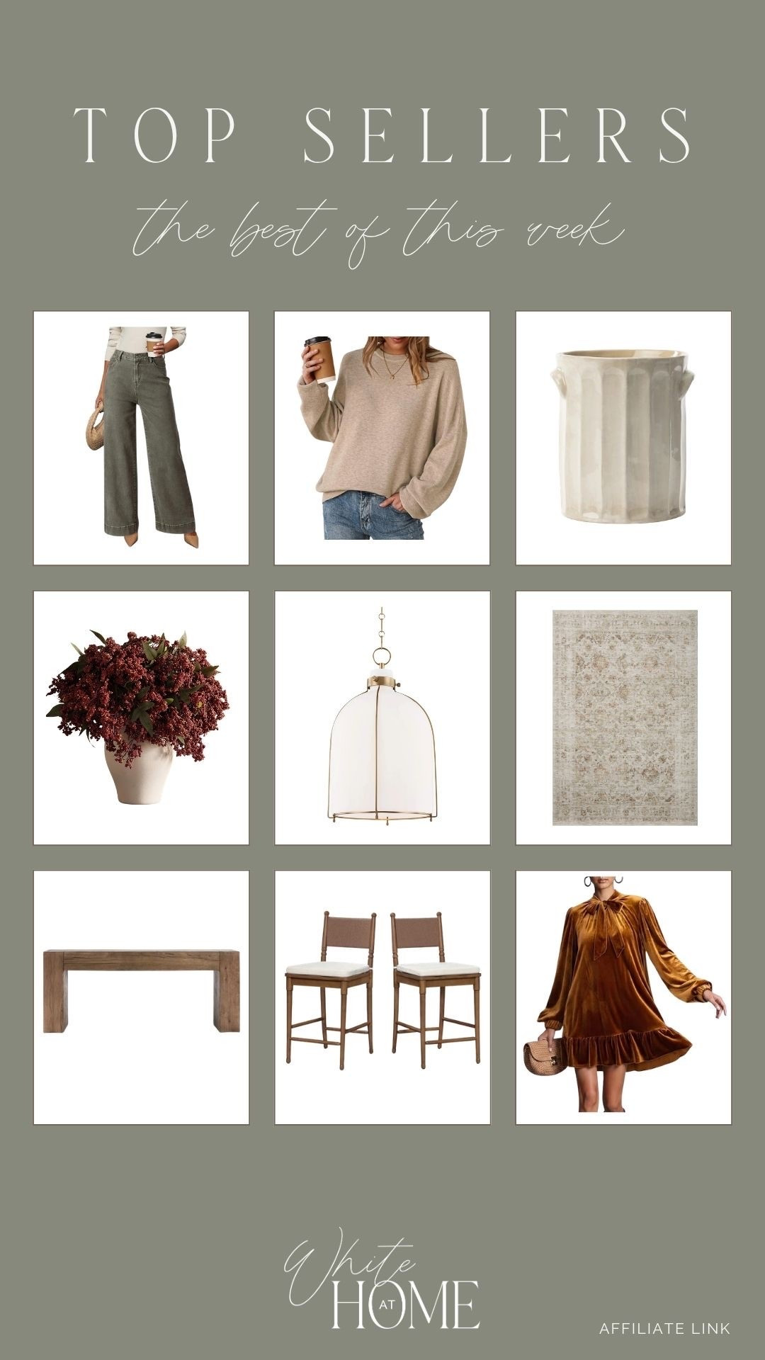 Last week’s top sellers! A mix of fashion finds, cozy rugs, splurge-worthy and look for less furniture, and more!