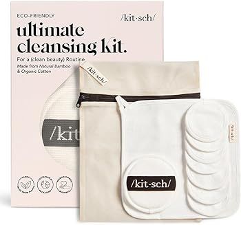 Kitsch Reusable Makeup Remover Pads, Face Bamboo Cotton Rounds & Makeup Remover Wipes, Facial Cle... | Amazon (US)