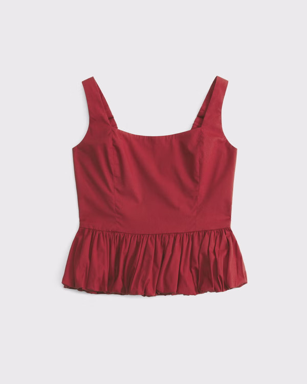Poplin Bubble Hem Tank | Abercrombie & Fitch (US)