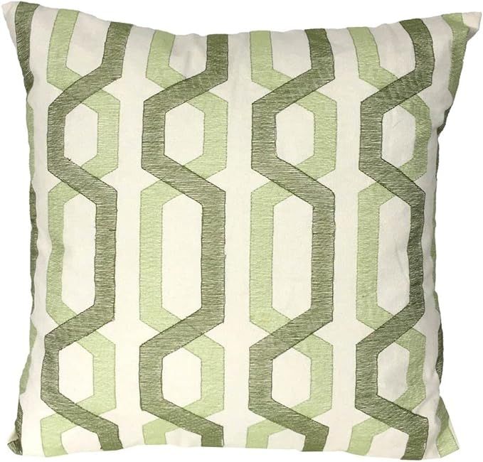 A and B Home Small 18x18 Square Cotton Linear Pattern Decorative & Accent Sofa/Couch Pillow, Gree... | Amazon (US)