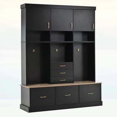 Entryway Hall Tree with Bench,Coat Rack,6 Drawers,3 Cabinets,and 3-Tier Top for Modern Homes | Wayfair North America