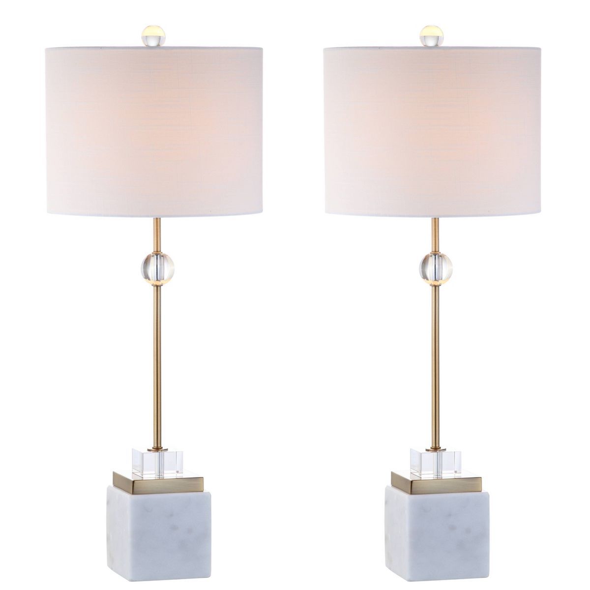 30" (Set of 2) Dawson Marble/Crystal Table Lamp (Includes LED Light Bulb) White - JONATHAN Y | Target