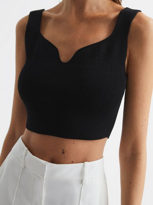 Cropped Sweetheart Neckline Top | Reiss UK